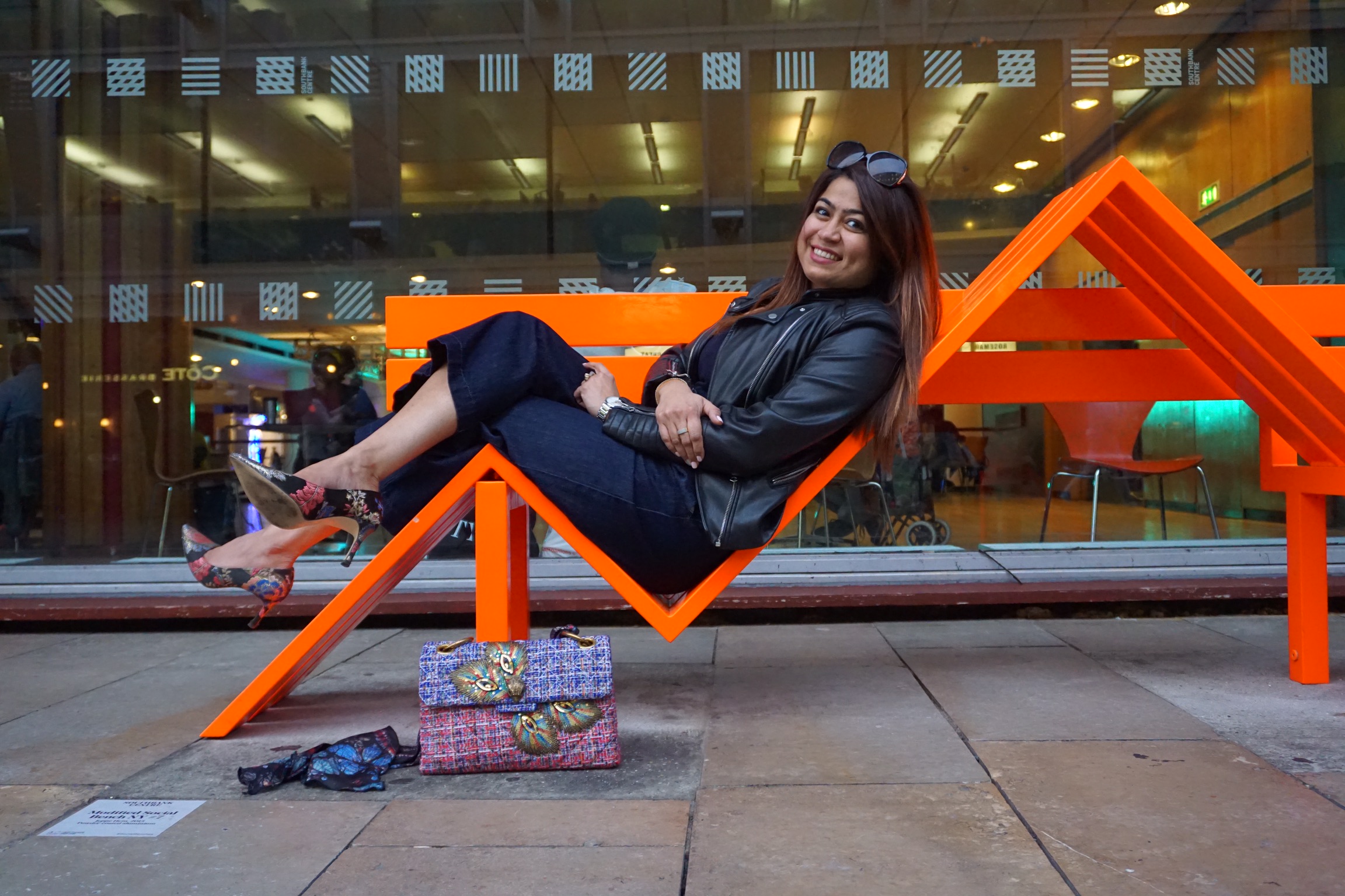 Leather Jacket & denim jumpsuit